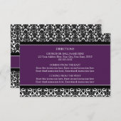 Weddenschap Richtkaarten Plum Black Damask Informatiekaartje (Voorkant / Achterkant)