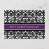 Weddenschap Richtkaarten Plum Black Damask Informatiekaartje (Achterkant)