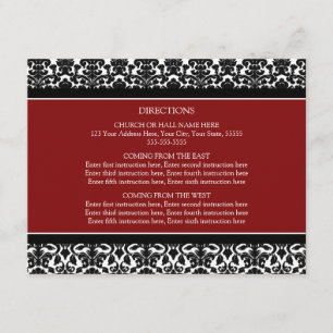 Weddenschap Richtkaarten Red Black Damask Informatiekaartje