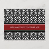 Weddenschap Richtkaarten Red Black Damask Informatiekaartje (Achterkant)