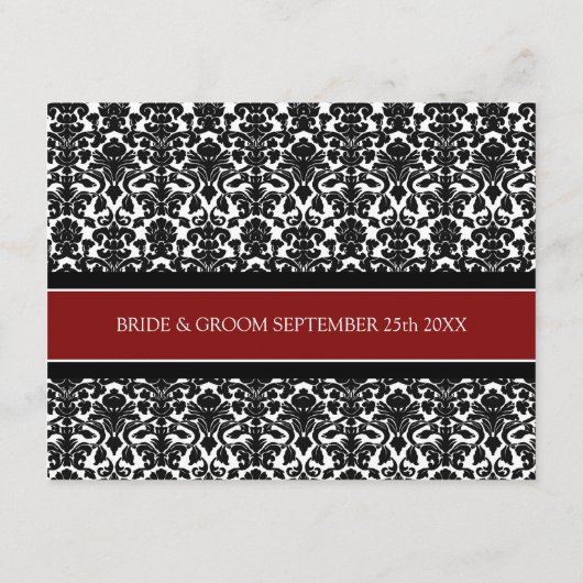Weddenschap Richtkaarten Red Black Damask Informatiekaartje (Achterkant)
