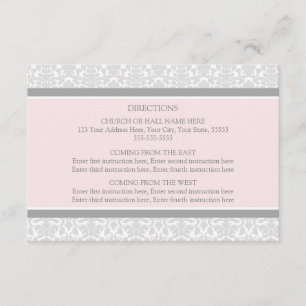 Weddenschap Richtkaarten Roze grijze Damask Informatiekaartje