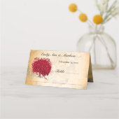 Weddenschap-rode hart-bladboom op goudRoos Plaatskaartje (Achterkant)