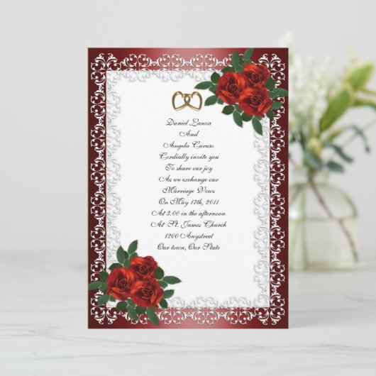 Weddenschap Rode rozen Kaart (Staand voorkant)