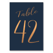 Weddenschap rogesold glitter navy elegant tabelnum kaart (Achterkant)