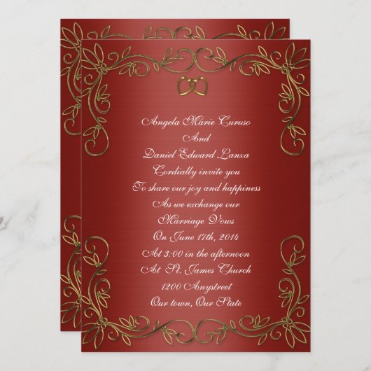 Weddenschap rood en goud kaart (Voorkant / Achterkant)