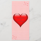 Weddenschap Rood hart Modern Eenvoudig bruiloft Programmakaart (Achterkant)