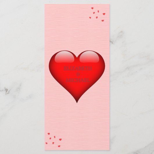 Weddenschap Rood hart Modern Eenvoudig bruiloft Programmakaart (Achterkant)