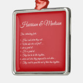 Weddenschap rood paren vun vlot Aangepaste scriptn Metalen Ornament (Links)