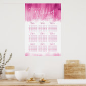 Weddenschap rood roze abstract tafelplan poster (Keuken)