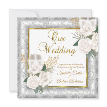 Weddenschap Roos Champagne Gold Silver Damask