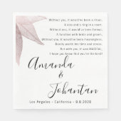 Weddenschap Roos Dank gedicht Floral Black White Servet (Voorkant)