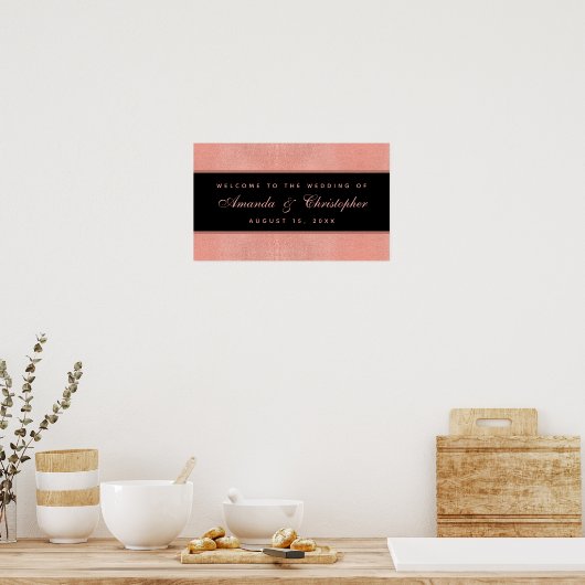 Weddenschap Roos Gold Black Pink Script Welkomstte Poster (Keuken)