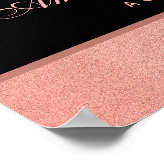 Weddenschap Roos Gold Black Pink Script Welkomstte Poster (Hoek)