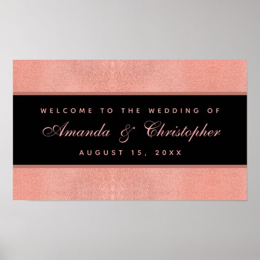 Weddenschap Roos Gold Black Pink Script Welkomstte Poster (Voorkant)