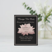 Weddenschap Roos Gold Floral Modern Black Change / Save The Date (Staand voorkant)