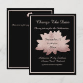 Weddenschap Roos Gold Floral Modern Black Change / Save The Date (Voorkant / Achterkant)