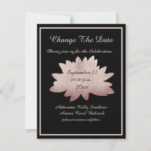 Weddenschap Roos Gold Floral Modern Black Change / Save The Date