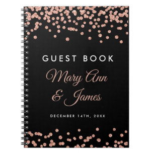 Weddenschap Roos Gold Glitter Confetti Black Notitieboek