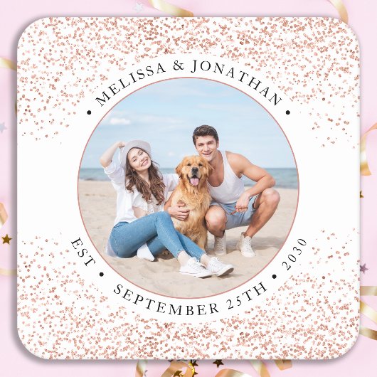 Weddenschap Roos Gold Glitter Foto Kartonnen Onderzetters