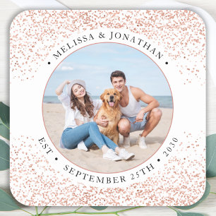 Weddenschap Roos Gold Glitter Foto Vierkante Sticker