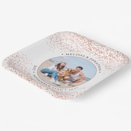 Weddenschap Roos Gold Glitter Photo Square Papieren Bordje (Gebogen)