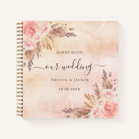 Weddenschap roos gouden gastenboek notitieboek (Voorkant)