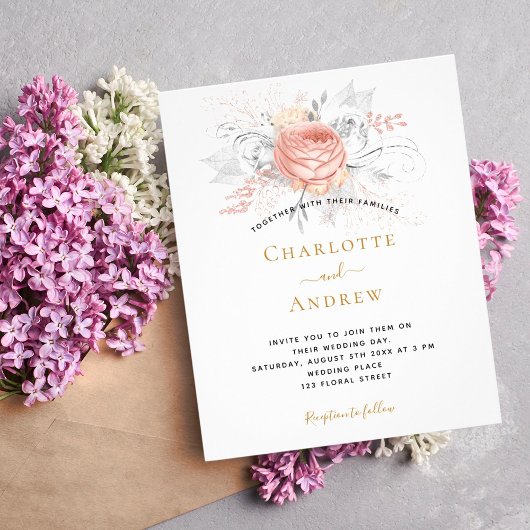 Weddenschap roos goudfloraal zilver flyer