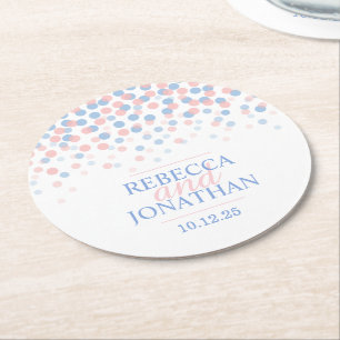Weddenschap roos kwartsserenity blauwe stip onderz ronde kartonnen onderzetter