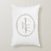 Weddenschap Roos Vine Wreath Monogram Taupe Accent Kussen (Voorkant(Verticaal))