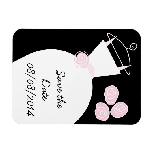 Weddenschap Rown Pink "Save the Date" zwart Magneet (Horizontaal)