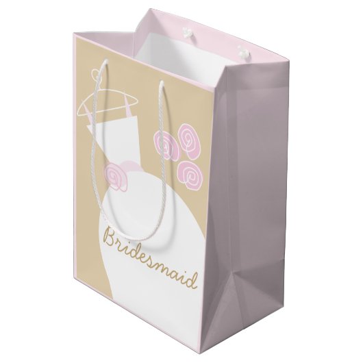 Weddenschap Roze Beige Bridesmaid roze medium Medium Cadeauzakje (Achterkant Gekanteld)