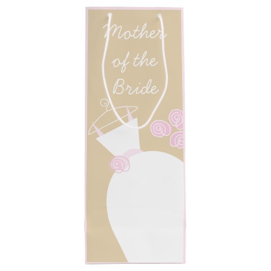 Weddenschap Roze Beige Moeder Bride roze wijn Wijn Cadeautas (Achterkant)