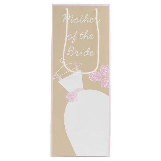 Weddenschap Roze Beige Moeder Bride roze wijn Wijn Cadeautas (Voorkant)