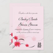 Weddenschap Roze Blossom Dubbelgeluk Kaart (Voorkant / Achterkant)