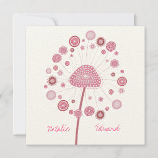 Weddenschap Roze Dandelion Aangepaste uitnodiging