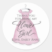 Weddenschap Roze Dress Bloemenmeisje Hartelijk da Ronde Sticker (Voorkant)