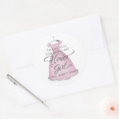 Weddenschap Roze Dress Bloemenmeisje Hartelijk da Ronde Sticker (Envelop)