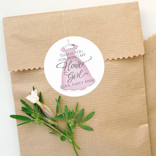 Weddenschap Roze Dress Bloemenmeisje Hartelijk da Ronde Sticker