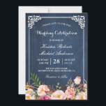 Weddenschap Roze Floral Blue Chalkboard Kaart<br><div class="desc">Creëer uw perfecte uitnodiging met deze vooraf ontworpen sjablonen, kunt u het gemakkelijk personaliseren om uniek van u te zijn. Voor verdere aanpassing, te klikken gelieve de "pas verder"verbinding aan en ons makkelijk te gebruiken ontwerphulpmiddel te gebruiken om deze sjabloon te wijzigen. Als u de voorkeur geeft aan Zelfkleerpapier/matte afwerking,...</div>