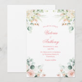 Weddenschap Roze Floral Elegant Roze Manuscript We Kaart (Voorkant / Achterkant)