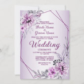 Weddenschap Roze Floral Violet Paars Lijst Kaart (Voorkant)