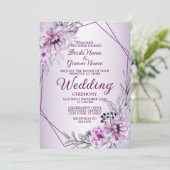 Weddenschap Roze Floral Violet Paars Lijst Kaart (Staand voorkant)