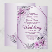 Weddenschap Roze Floral Violet Paars Lijst Kaart (Voorkant / Achterkant)