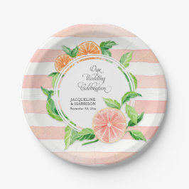 Weddenschap Roze gestreept Citrus Oranje kunst Papieren Bordje