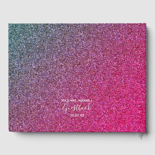 Weddenschap | Roze Glitter Chic Gastenboek (Achterkant)