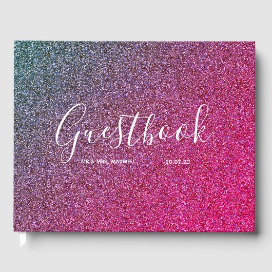 Weddenschap | Roze Glitter Chic Gastenboek (Voorkant)