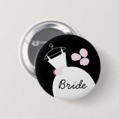Weddenschap Roze knop 'Bride' zwart Ronde Button 5,7 Cm (Voorkant /achterkant)