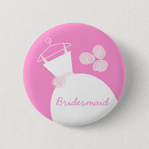 Weddenschap Roze knop 'Bridesmaid' Ronde Button 5,7 Cm