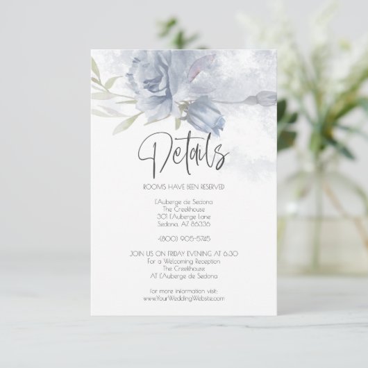 Weddenschap - Rozen met een blauwe Waterverf Kaart (Staand voorkant)